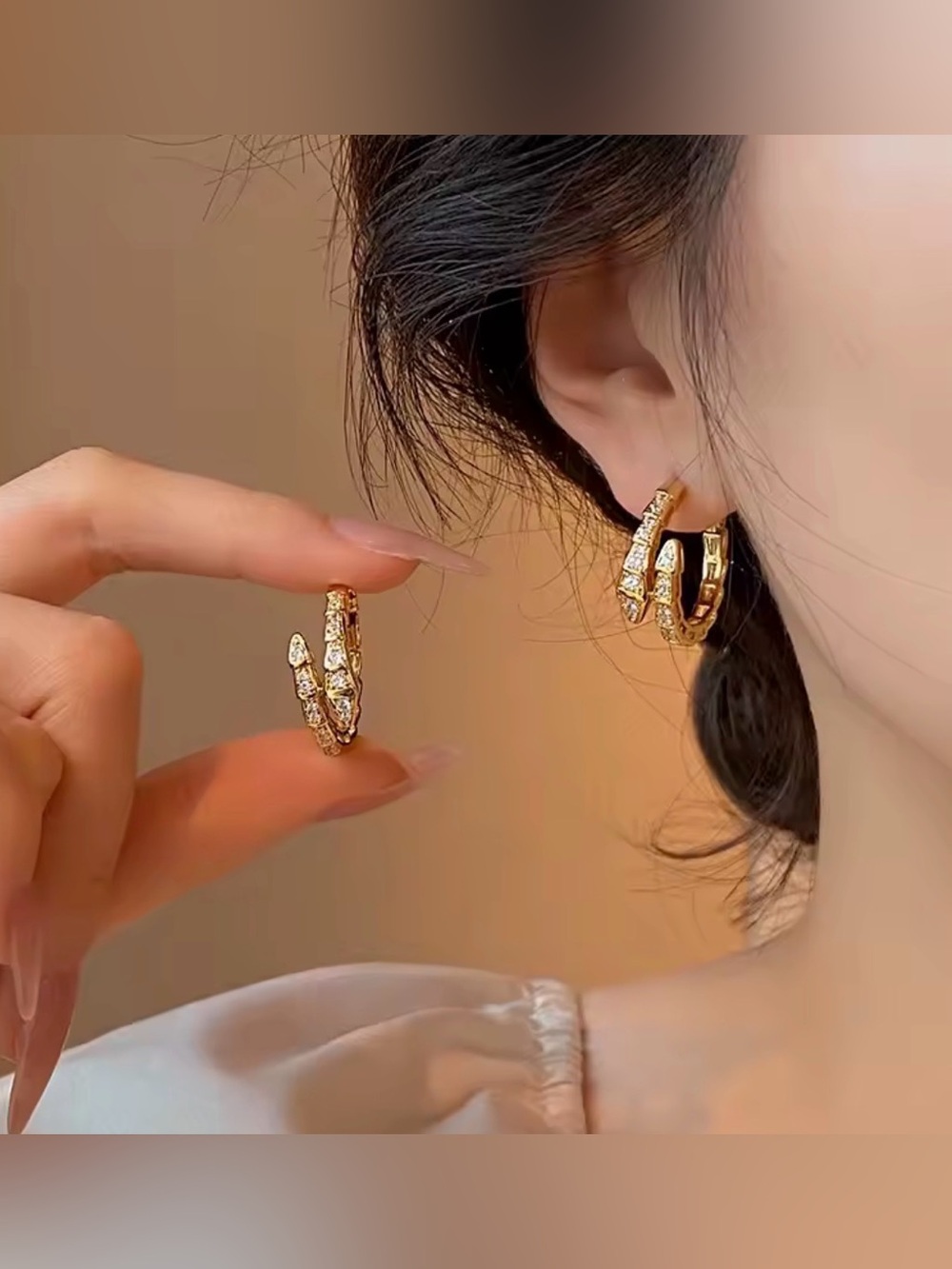 Serpentine Style Snake zircon earrings